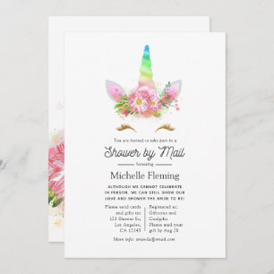 Rainbow Unicorn Baby Shower by Mail Invitation