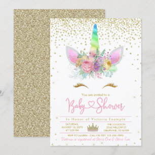 Rainbow Unicorn Baby Shower Invitation