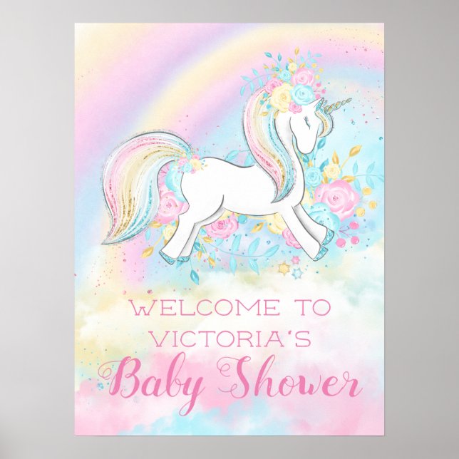 Rainbow Unicorn Baby Shower Signs (Front)