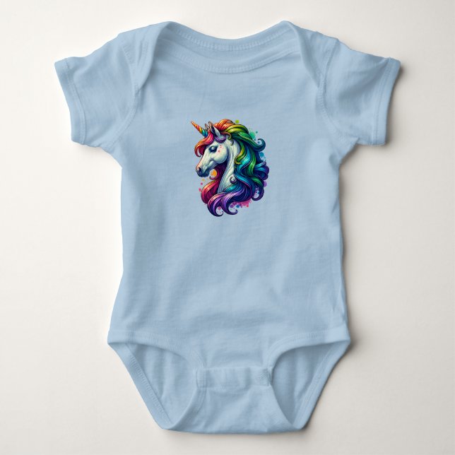 Rainbow Unicorn baby suite Bodysuit (Front)