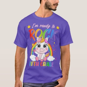 Rainbow Unicorn Back To School Ready To Rock Fifth T-Shirt
