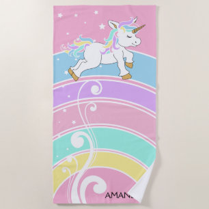Rainbow Unicorn Beach Towel