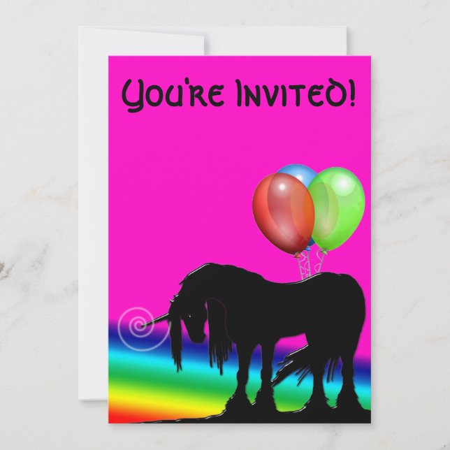 Rainbow Unicorn Birthday Invitation (Front)