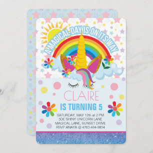 Rainbow Unicorn Birthday invitation