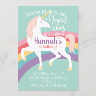 Rainbow Unicorn Birthday Invitation