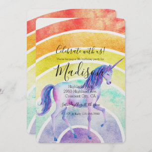 Rainbow Unicorn Birthday Invitation