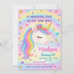 Rainbow Unicorn Birthday Invitation
