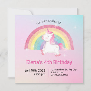 Rainbow Unicorn Birthday Invitation