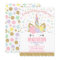 Rainbow Unicorn Birthday Invitation Pink Gold