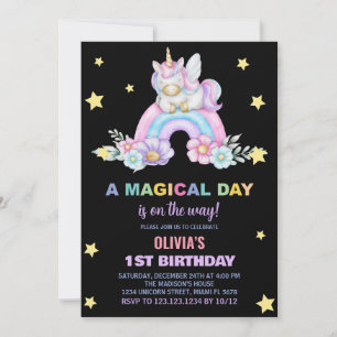 Rainbow Unicorn Birthday Invitations