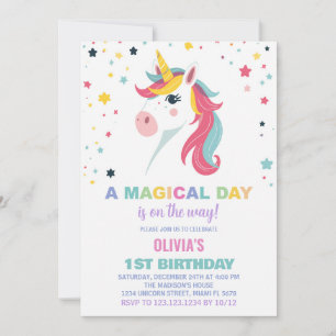 Rainbow Unicorn Birthday Invitations