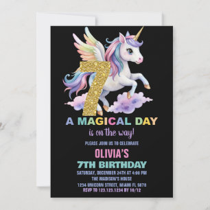 Rainbow Unicorn Birthday Invitations Fly