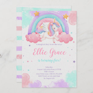 Rainbow Unicorn Birthday Magical Unicorn  Invitation