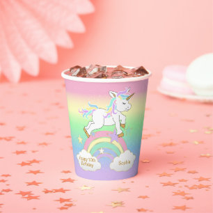 Rainbow Unicorn Birthday Paper Cups