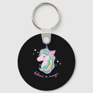 Rainbow Unicorn Birthday Party Baby Key Ring