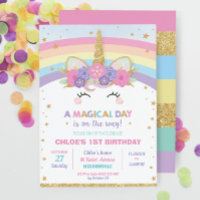 Rainbow Unicorn Birthday Party Girl