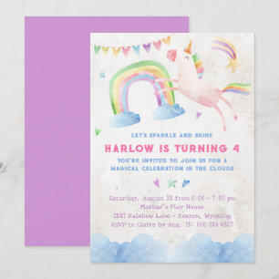 Rainbow Unicorn Birthday Party Invitation