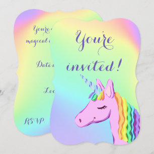 Rainbow Unicorn Birthday Party Invitation