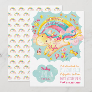 Rainbow Unicorn Birthday Party Invitation