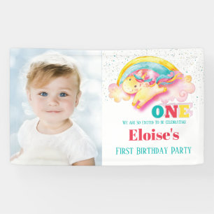 Rainbow Unicorn Birthday Party Photo Girl Banner