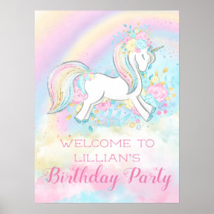 Rainbow Unicorn Birthday Party Signs