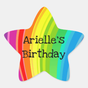 Rainbow Unicorn Birthday Party Star Sticker
