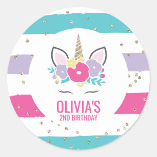 Rainbow Unicorn Birthday Party stickers