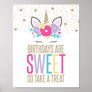 Rainbow Unicorn Birthday Party Treat Sign