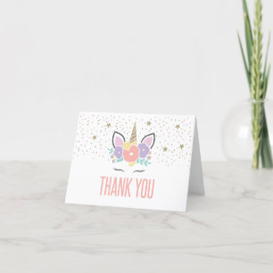 Rainbow Unicorn Birthday Thank You Card