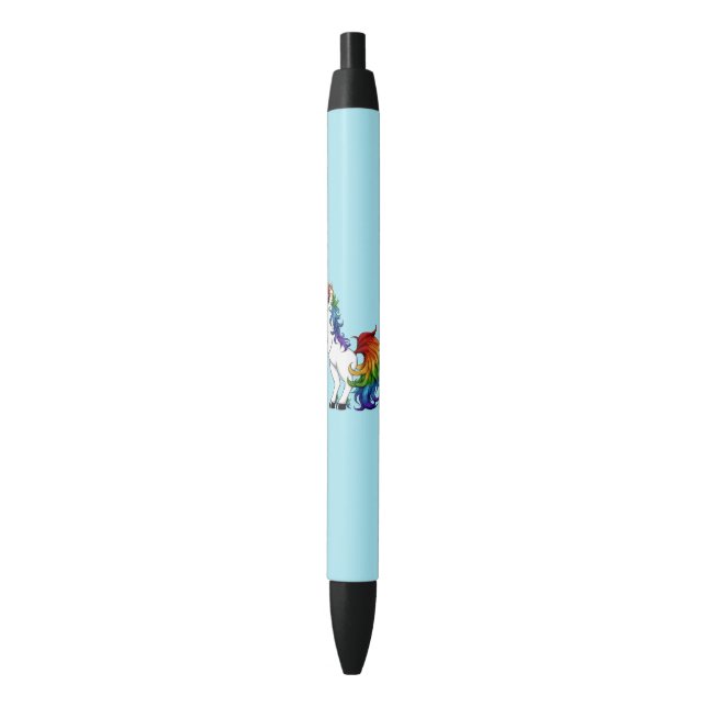 Rainbow Unicorn Black Ink Pen (Front Vertical)