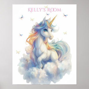 Rainbow Unicorn Butterflies   Poster