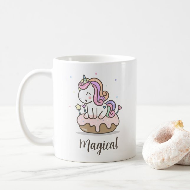 Rainbow Unicorn Cake Magical Coffee Mug  (With Donut)