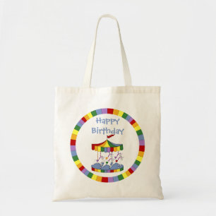 Rainbow Unicorn Carousel Birthday Tote Bag