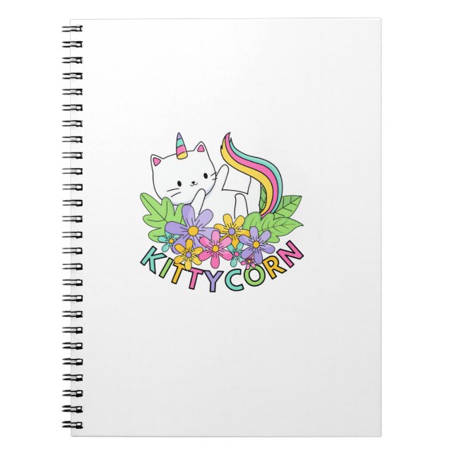 Rainbow Unicorn Cat Kittycorn Long Sleeve T-Shirt Notebook (Front)