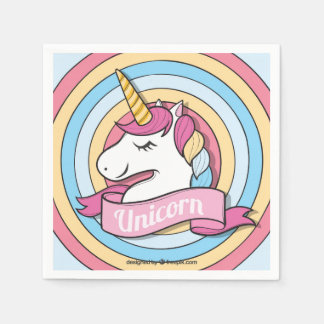 Rainbow Unicorn Circles Napkin