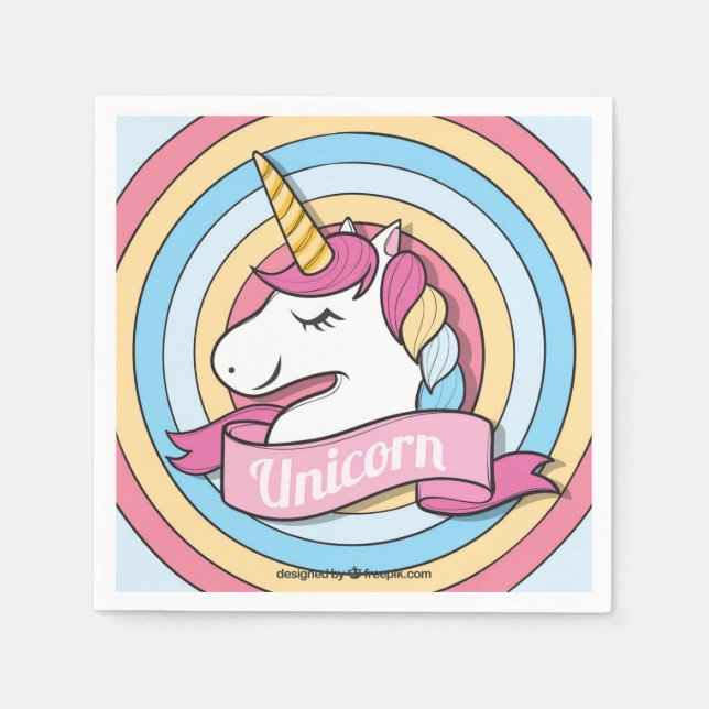Rainbow Unicorn Circles Napkin (Front)