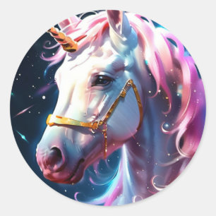 Rainbow Unicorn Classic Round Sticker