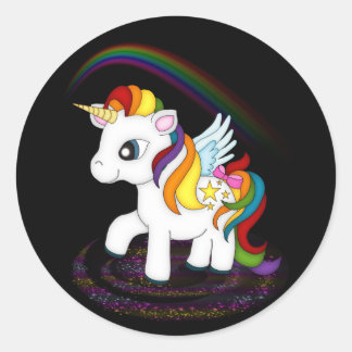Rainbow Unicorn Classic Round Sticker