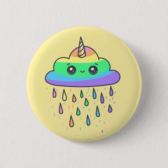 Rainbow Unicorn Cloud 6 Cm Round Badge (Front)