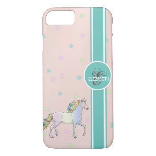 Rainbow Unicorn, Colourful Stars Monogram iPhone 8/7 Case