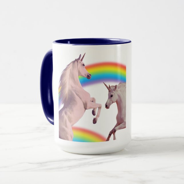 Rainbow Unicorn Couples Mug Customisable Names (Front Left)