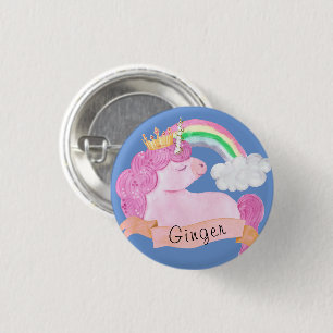 🌈Rainbow Unicorn Custom Name 3 Cm Round Badge