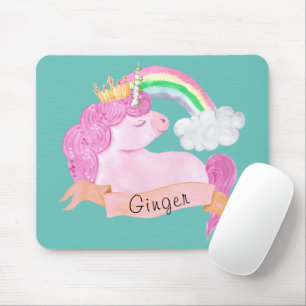 🌈Rainbow Unicorn Custom Name Mouse Mat