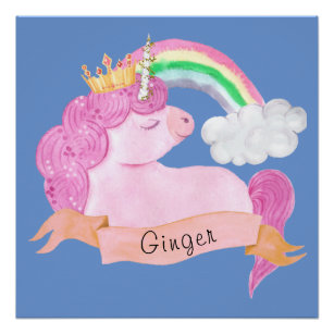 🌈Rainbow Unicorn Custom Name     Poster