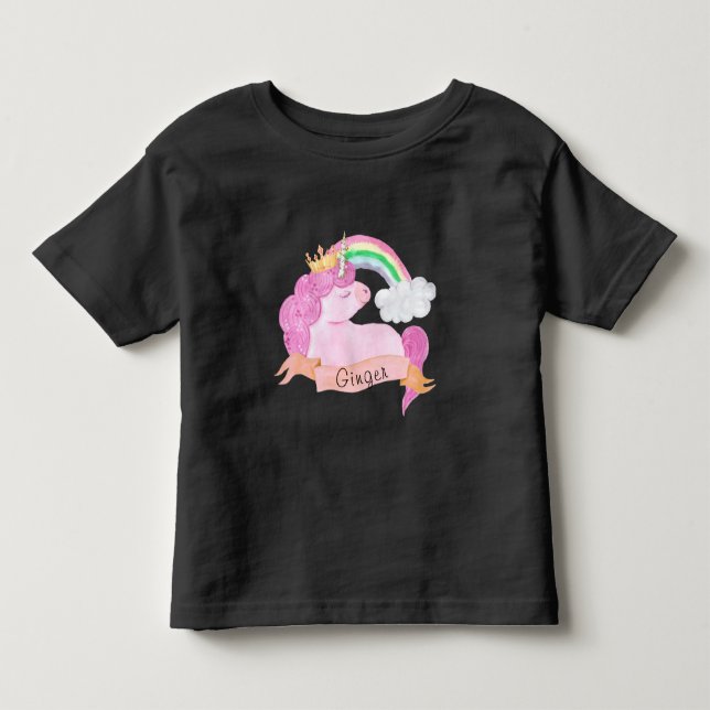 🌈Rainbow Unicorn Custom Name    Toddler T-Shirt (Front)