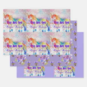 Rainbow Unicorn Cute Magical Watercolour Wrapping  Wrapping Paper Sheet