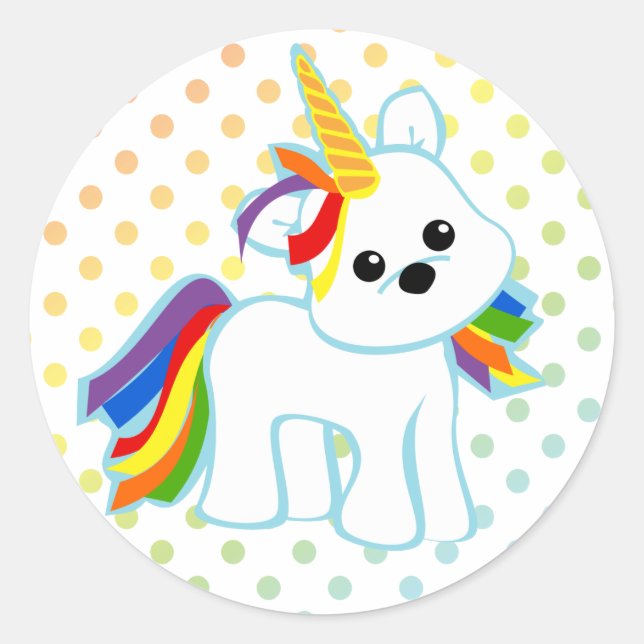 Rainbow Unicorn Cutie Classic Round Sticker (Front)