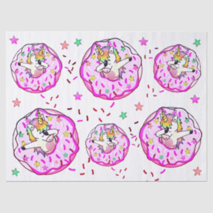 Rainbow Unicorn Dab Dance Pose Pink Iced Doughnut Tissue Paper