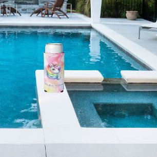 Rainbow Unicorn Design with Custom Name  Seltzer Can Cooler