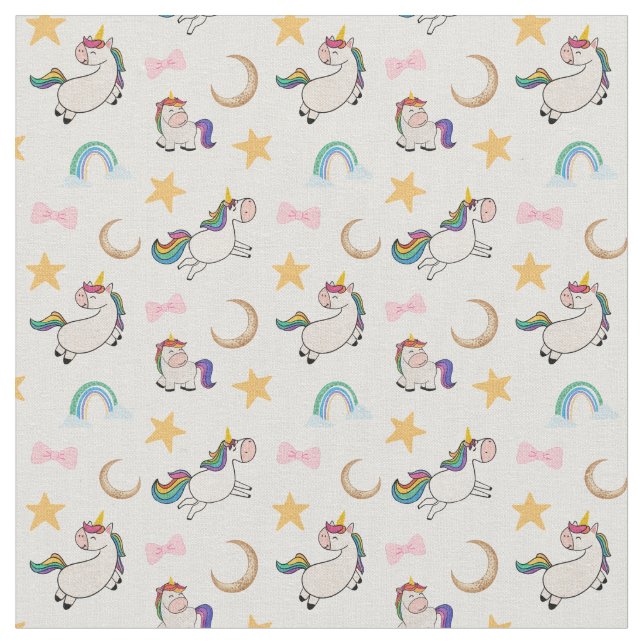 Rainbow Unicorn Dreams Fabric (Close Up)